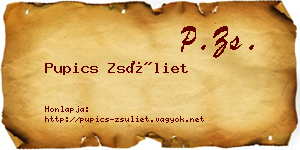 Pupics Zsüliet névjegykártya